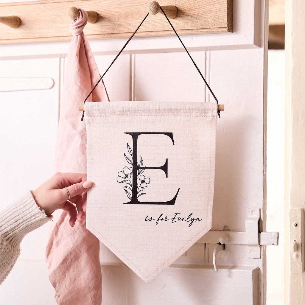 Personalised Initial Linen Flag - First Birthday Gifts - Sunday's Daughter