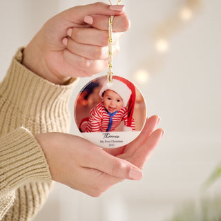 Personalised My First Christmas Photo Ceramic Bauble - Baby's First Christmas gifts - Sunday's Daughter