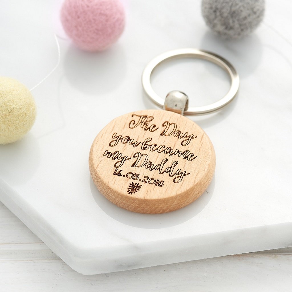 Personalised Wooden Day You Became My Daddy Keyring - Personalised Gifts For New Parents - Sunday's Daughter