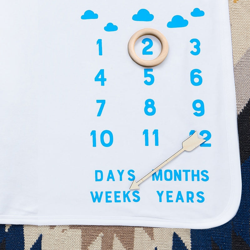 Personalised Scandi Clouds Baby Milestone Blanket