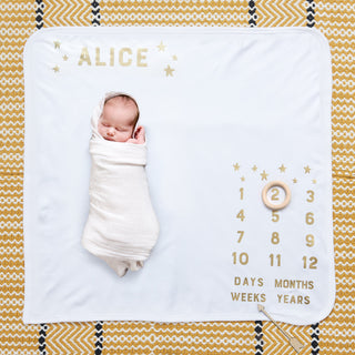 Personalised Scandi Star Baby Milestone Blanket