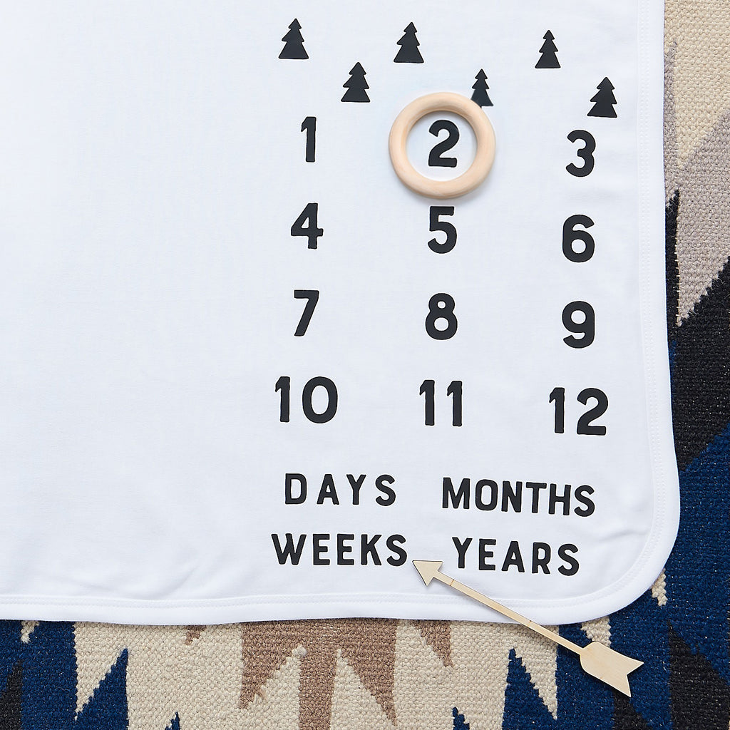 Personalised Scandi Trees Baby Milestone Blanket