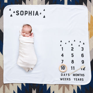 Personalised Scandi Triangle Baby Milestone Blanket