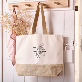 Personalised April Birth Flower Initial Tote Bag, Thoughtful 40th birthday gift for sister from Sunday's Daughter