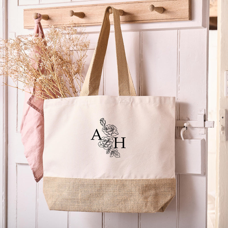 Personalised June Birth Flower Initial Tote Bag, Thoughtful 40th birthday gift for a friend from Sunday's Daughter
