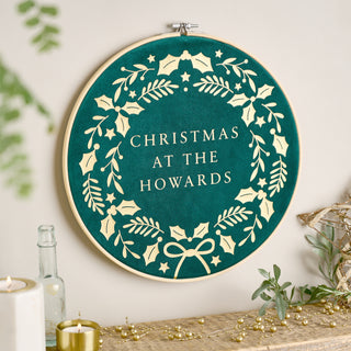 Personalised Family Christmas Wreath Velvet Hoop