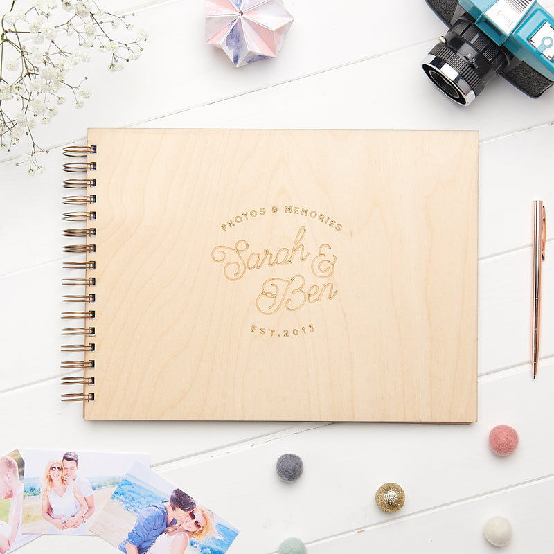 Personalised Couples Wooden Memory Book