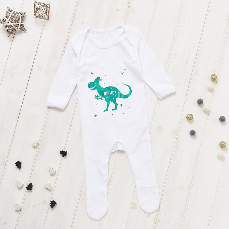 Christmas T Rex Dinosaur Baby grow - Sunday's Daughter