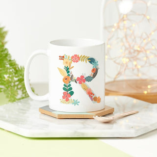 Floral Initial Birthday Mug