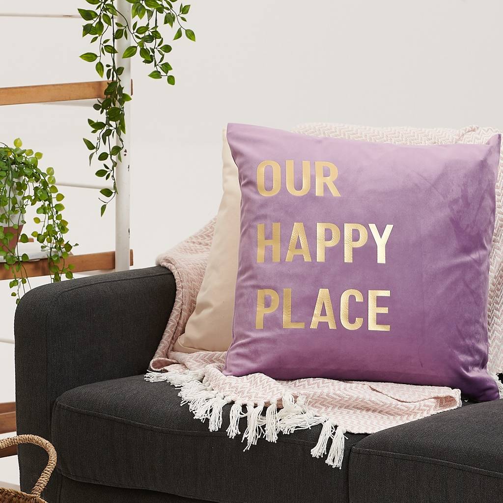 Our Happy Place Velvet Cushion
