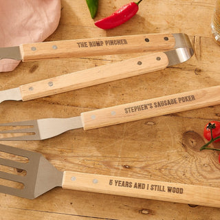 Custom Engraved BBQ Tools Set for 5th wedding anniversary