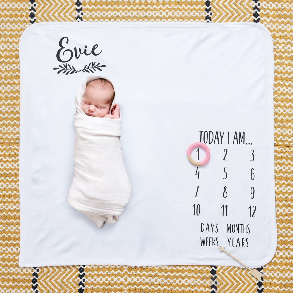 Personalized baby month store blanket