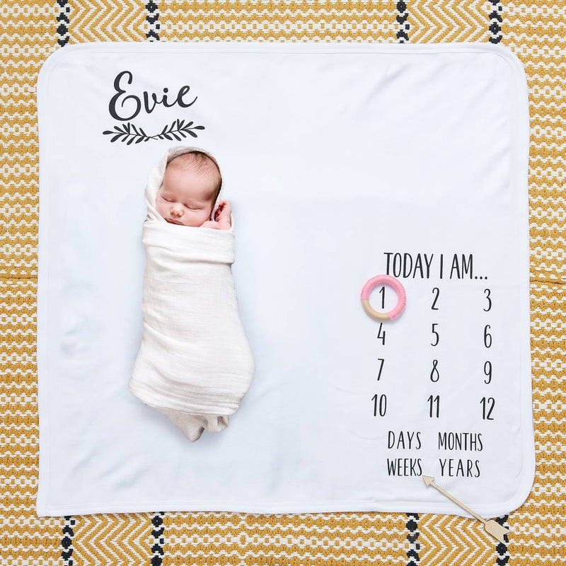 Personalised Baby Laurel Milestone Blanket - Sunday's Daughter