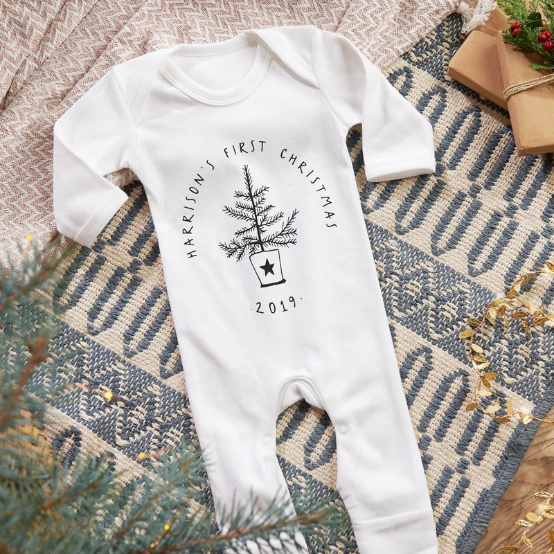 Personalised Baby's First Christmas Sleepsuit - Sunday's Daughter