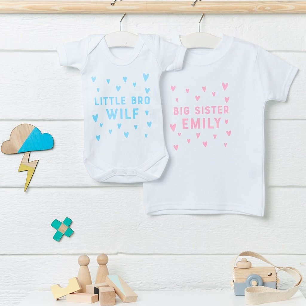 Personalised Big Sister Little Brother Clothing Set Sunday s