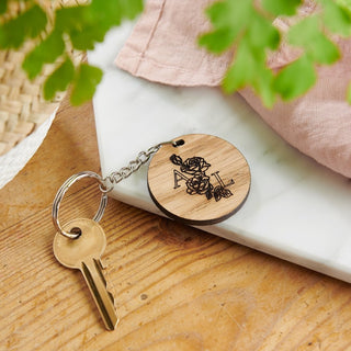 Personalised Birth Flower Keyring