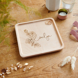 Personalised Birth Flower Trinket Tray - Sunday's Daughter