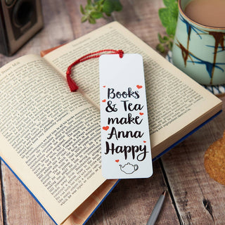 Personalised Books And Tea Bookmark