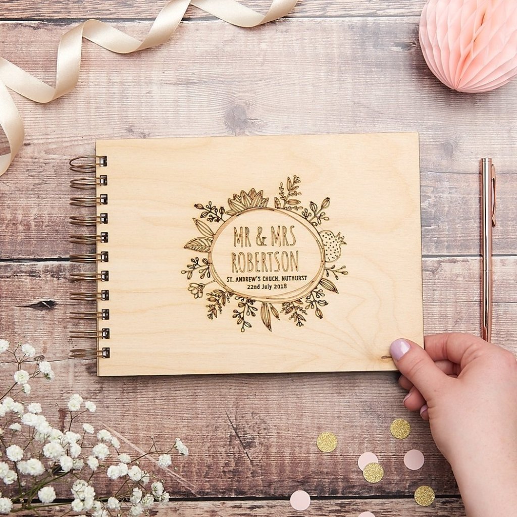 Personalised Botanical Mr And Mrs Wedding Guest Book