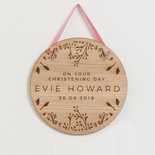 Personalised Christening Wooden Plaque Gift