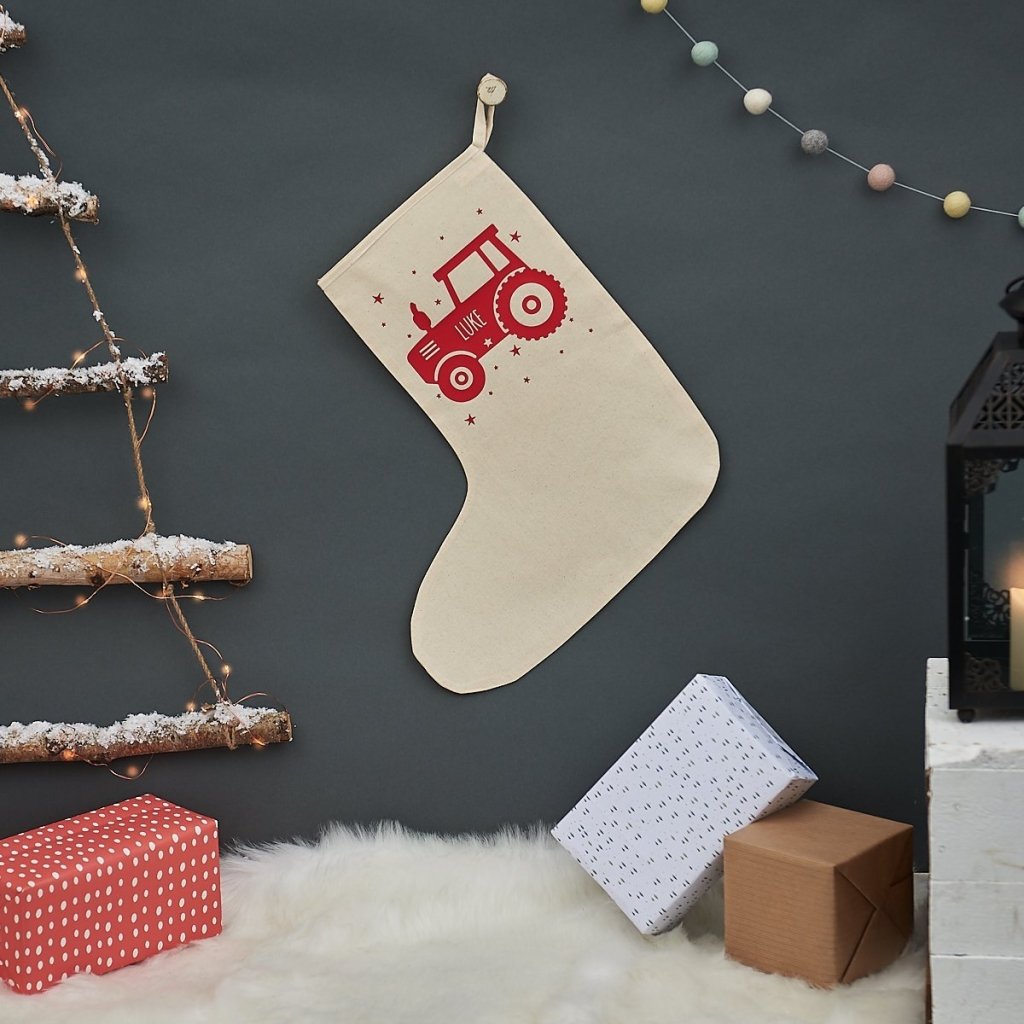 Personalised Tractor Christmas stocking