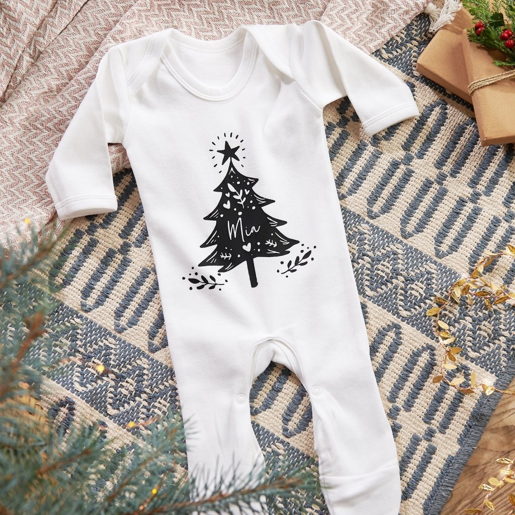 Personalised Christmas Tree Sleepsuit