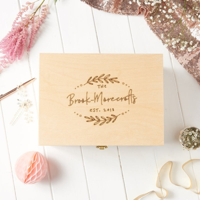 Wooden wedding keepsake box
