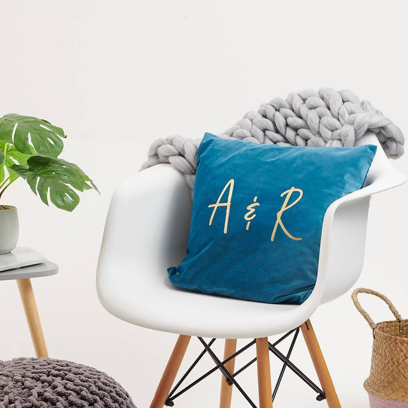 Personalised Couples Initials Velvet Cushion - Sunday's Daughter