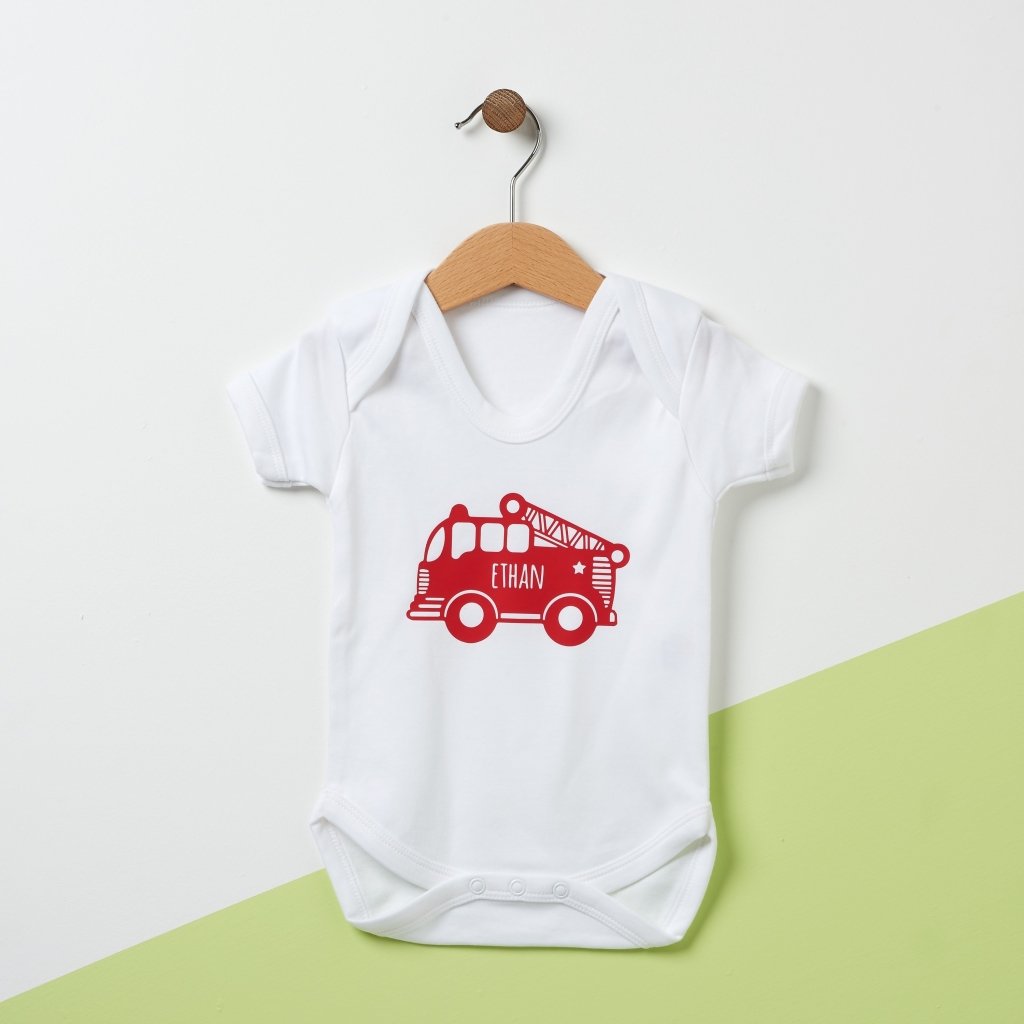 Personalised Fire Engine Baby Grow - Sunday's Daughter