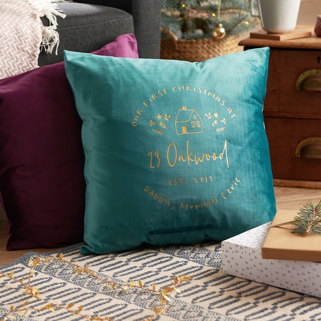 Personalised First Christmas New Home Cushion - Sunday's Daughter
