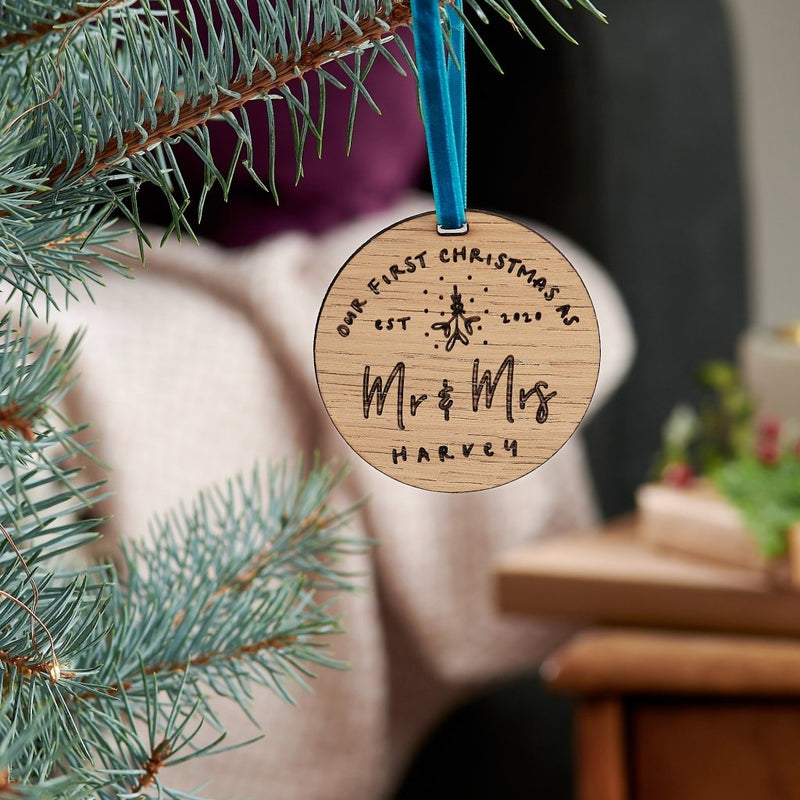 Personalised First Mr And Mrs Christmas Bauble - Sunday's Daughter