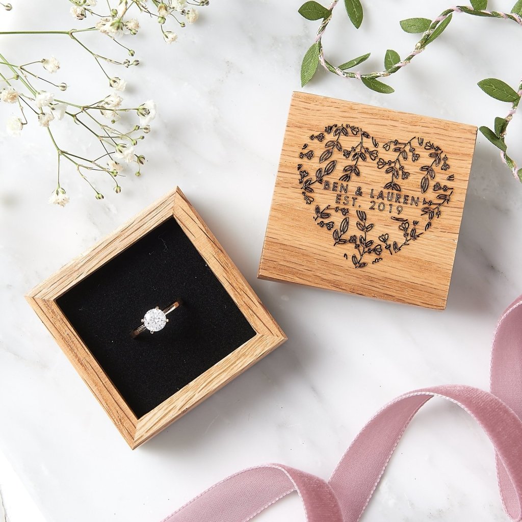 Personalised Floral Heart Ring Box - Sunday's Daughter