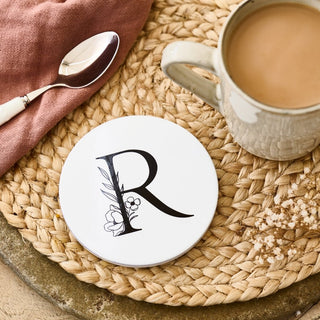 Personalised Floral Initial Ceramic Coaster - Sunday's Daughter