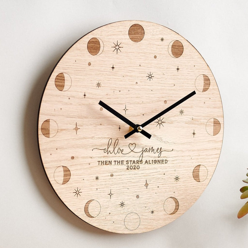 Personalised Moon And Stars Clock - Sunday's Daughter
