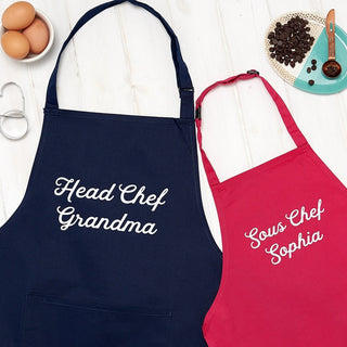 Personalised Grandma Head Chef And Sous Chef Apron Set - Sunday's Daughter