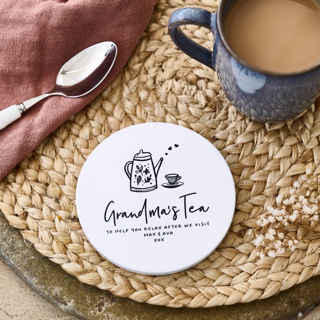 Personalised Grandma's Tea Ceramic Coaster - Sunday's Daughter