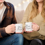 Matching personalised couples mugs perfect for engagement or wedding gifts 