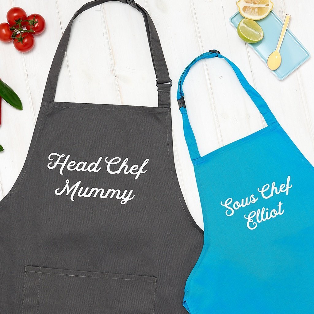 Personalised Mummy Head Chef And Sous Chef Apron Set - Mother's Day gifts - Sunday's Daughter