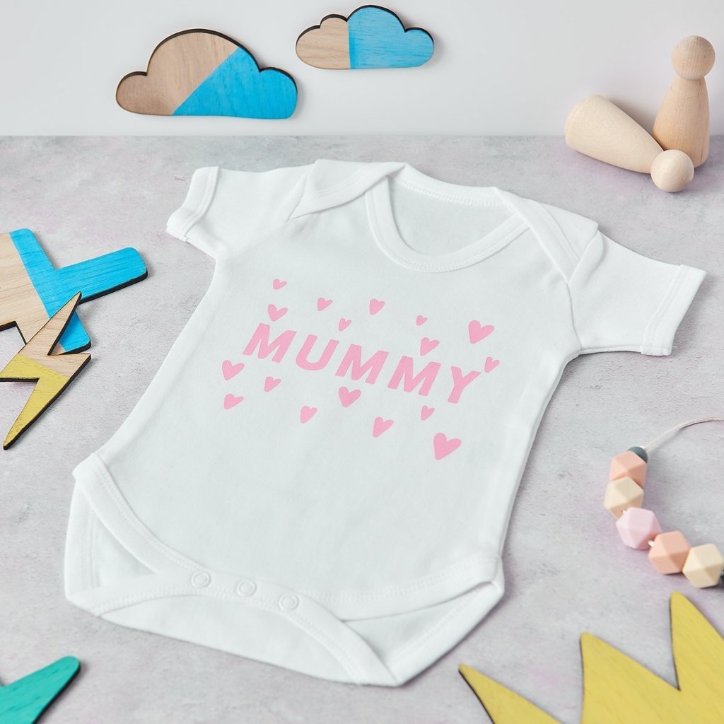 Personalised Mummy Hearts Babygrow - Sunday's Daughter