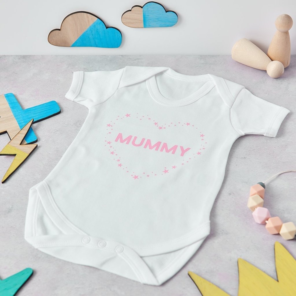 Personalised Mummy Love Heart Babygrow - Sunday's Daughter