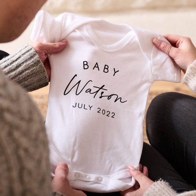 Personalised New Baby Announcement Babygrow - Sunday's Daughter