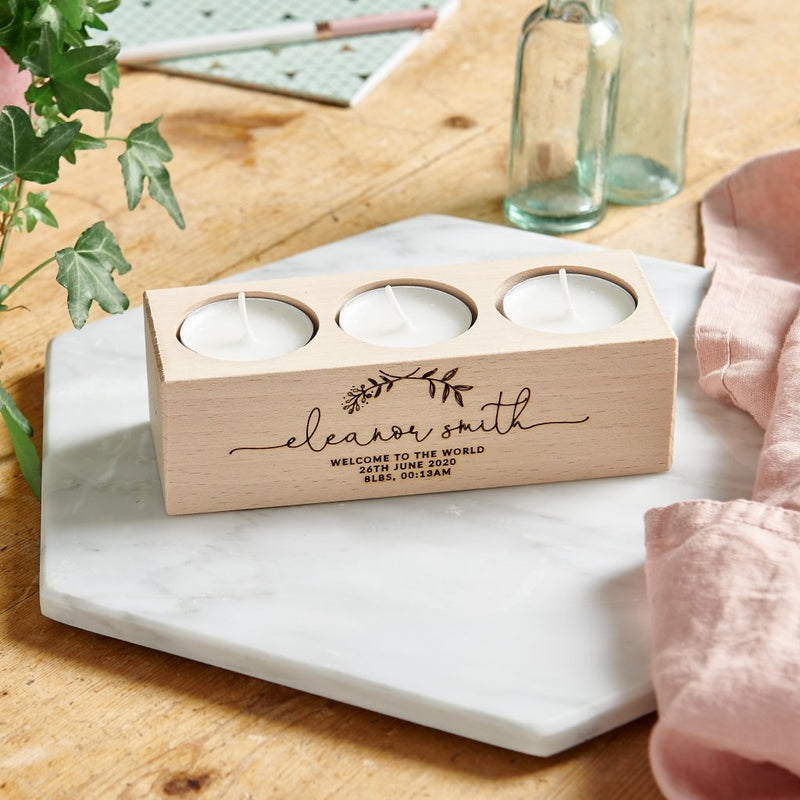 Personalised New Baby Candle Holder - Sunday's Daughter