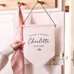 Personalised New Baby Linen Flag - Sunday's Daughter