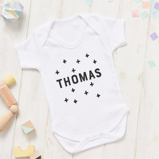 Personalised New Baby Scandi Crosses Baby Grow - Sunday's Daughter