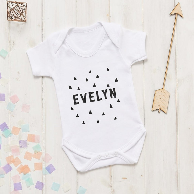 Personalised New Baby Scandi Triangle Baby Grow - Sunday's Daughter