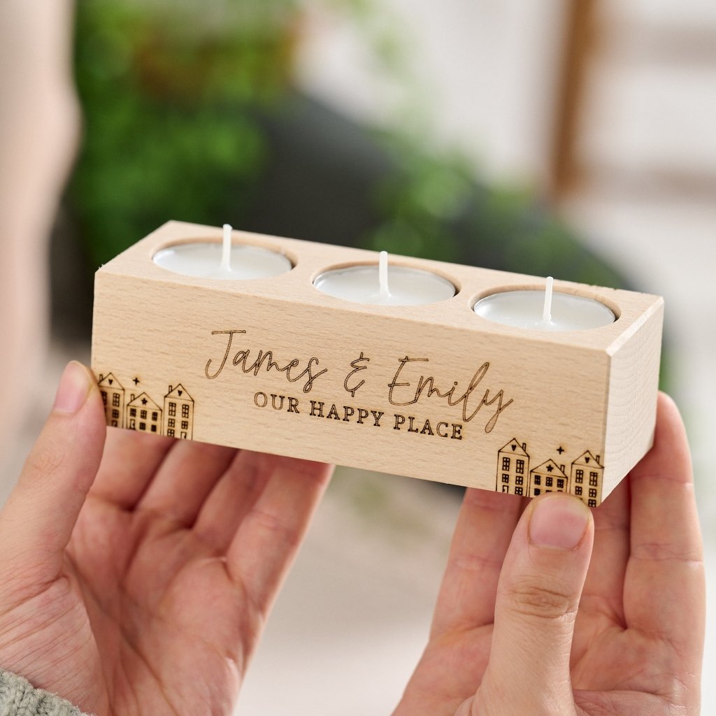 Personalised couples new home candle holder