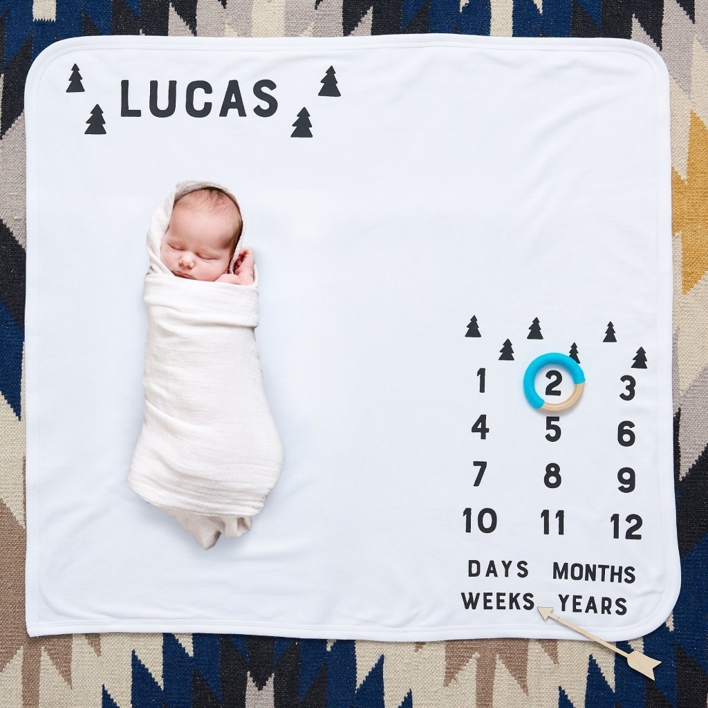 Personalised baby sales milestone blanket