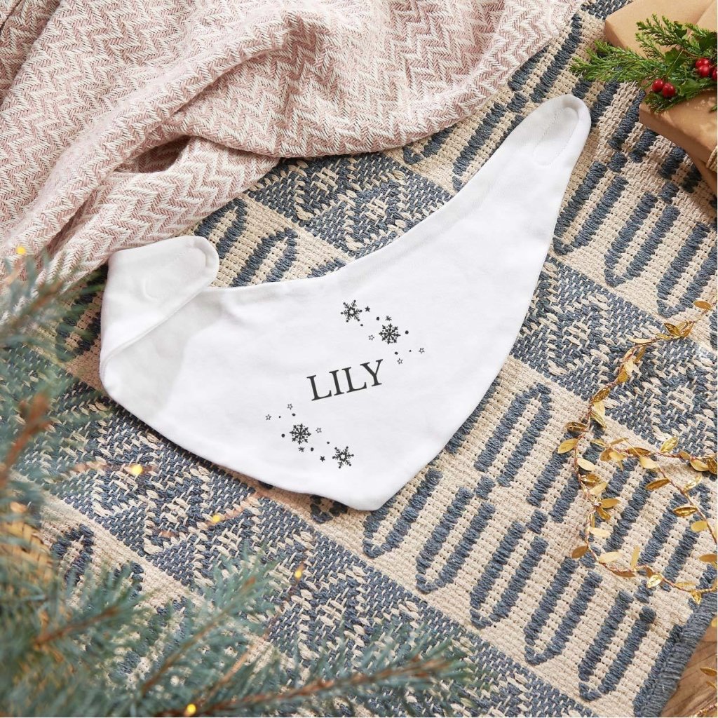 Personalised Snowflake Christmas Bib - Sunday's Daughter