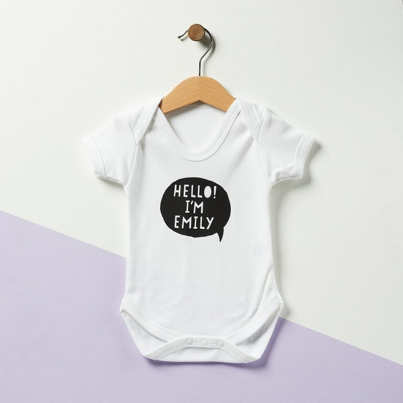 Personalised Speech Bubble Baby Grow - Sunday's Daughter