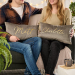 Personalised matching couples cushions with names